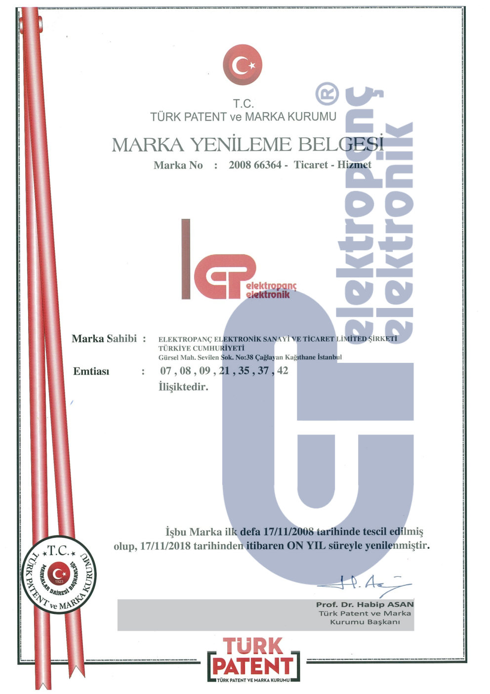 ElektropanÃ§ Certificates - Patent